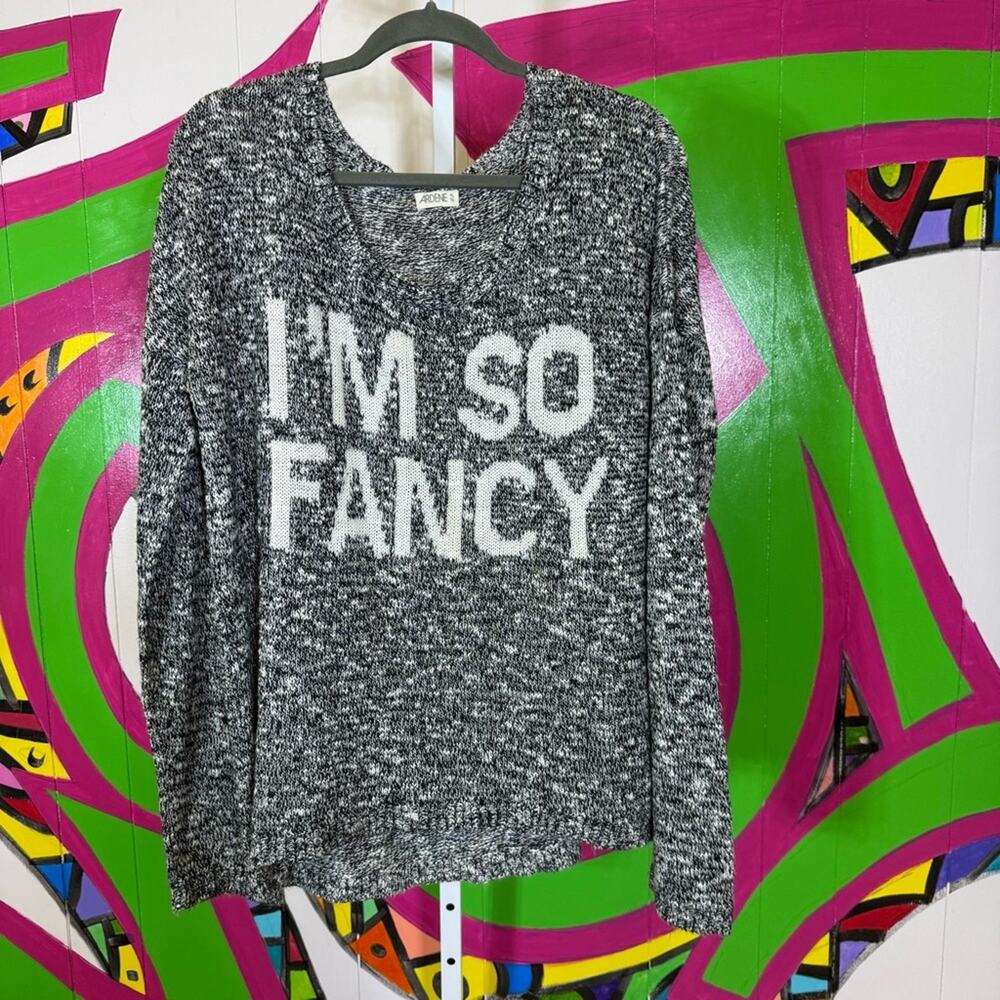 Ardene, Black and White Knit Sweater I'm So Fancy. Size XL. Excellent condition!